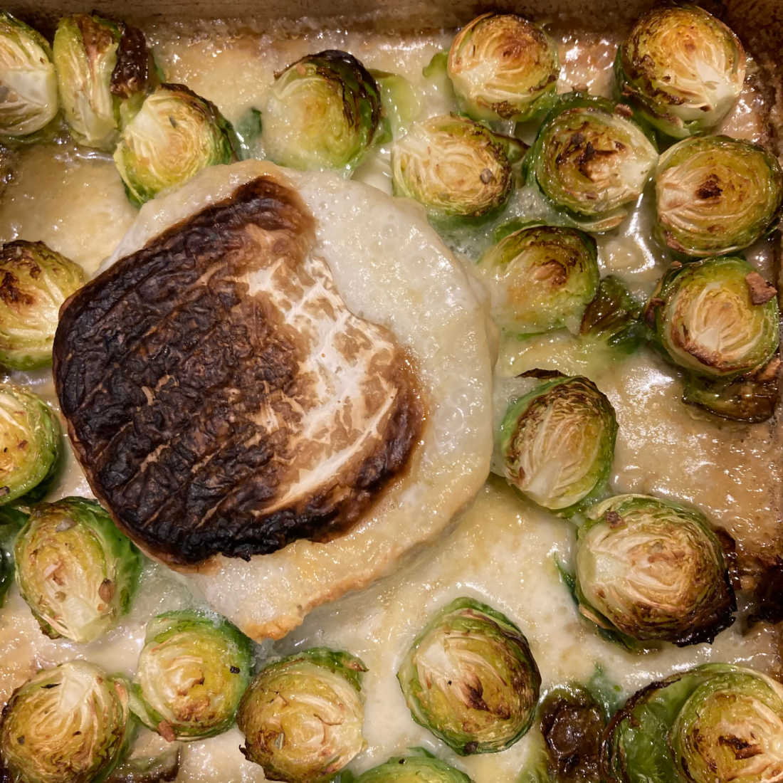 Herb Roasted Brussels Sprouts with Baked Cremoso Recipe