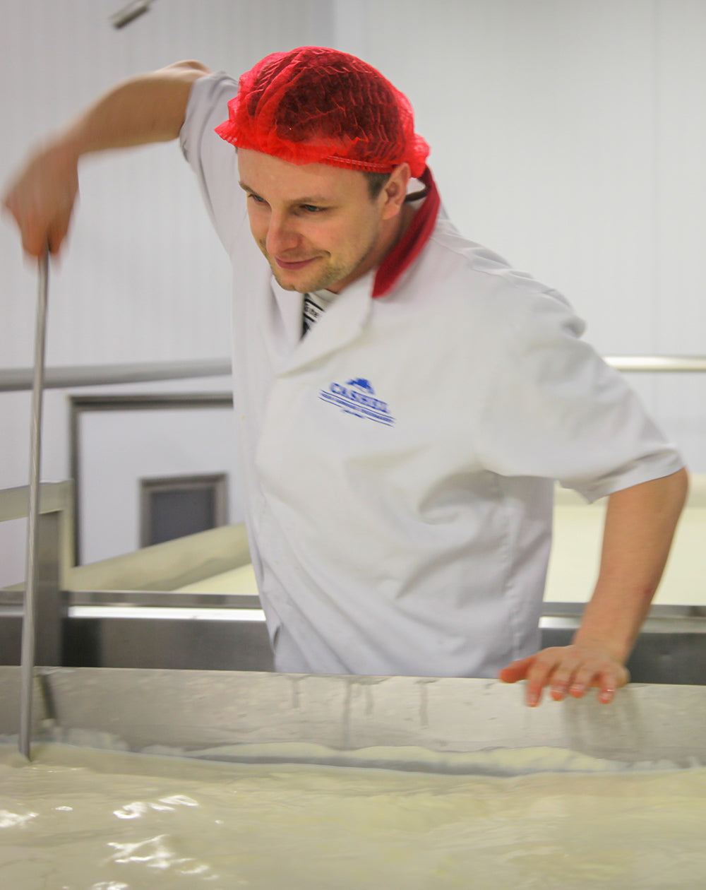 man making cashel blue cheese 