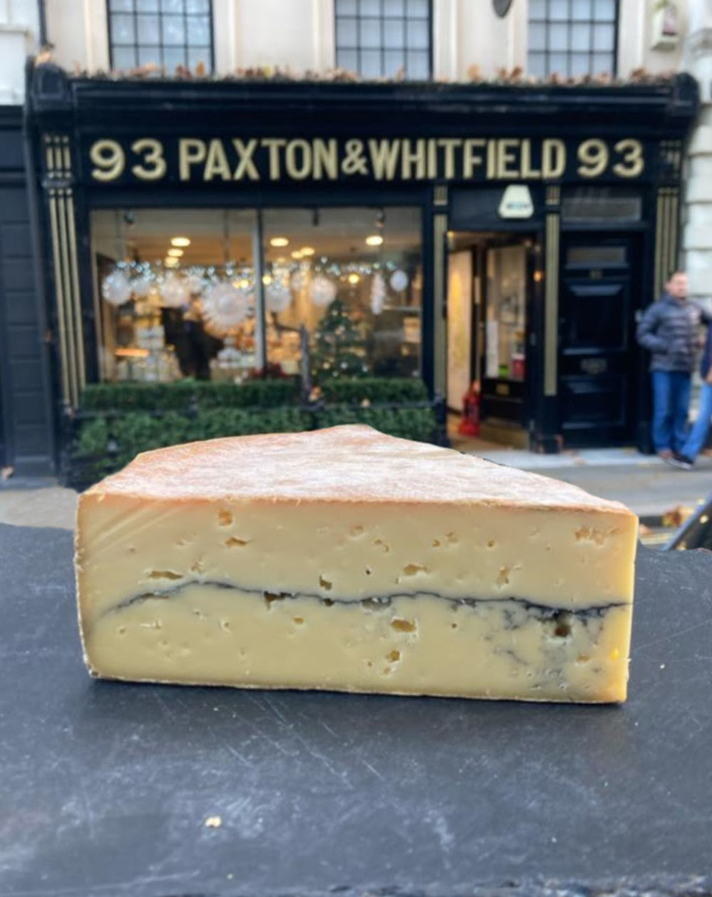 ashcombe cheese shown outside paxton and whitfield shop