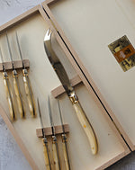 close up 7 piece pearlescent cheese knife set 