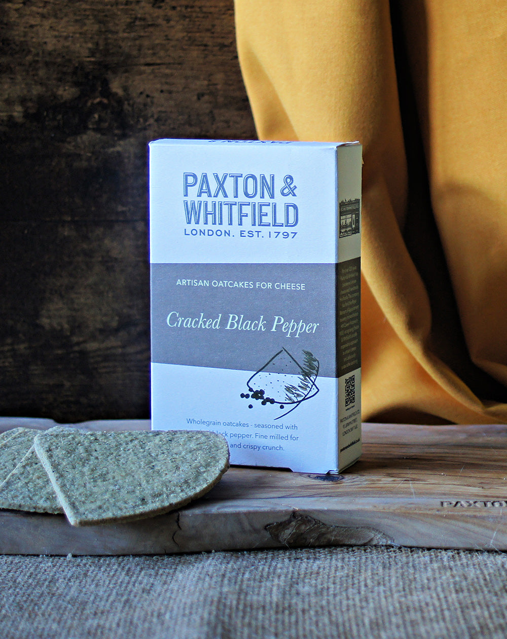 paxton and whitfield box of cracked black pepper artisan oatcakes for cheese