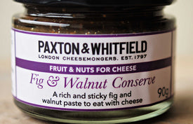 close up of jar of paxton and whitfield fig and walnut conserve for cheese 