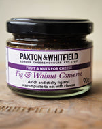 close up of jar of paxton and whitfield fig and walnut conserve for cheese 