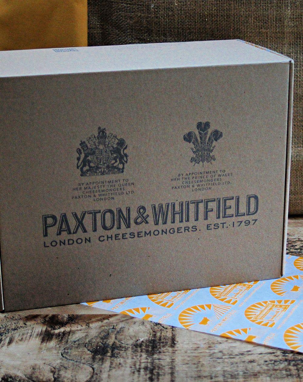 Paxton & Whitfield gift box is responsibly sourced