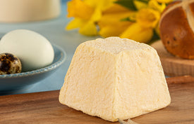 British soft goat's cheese in pyramid shape norton and yarrow cheesemakers 