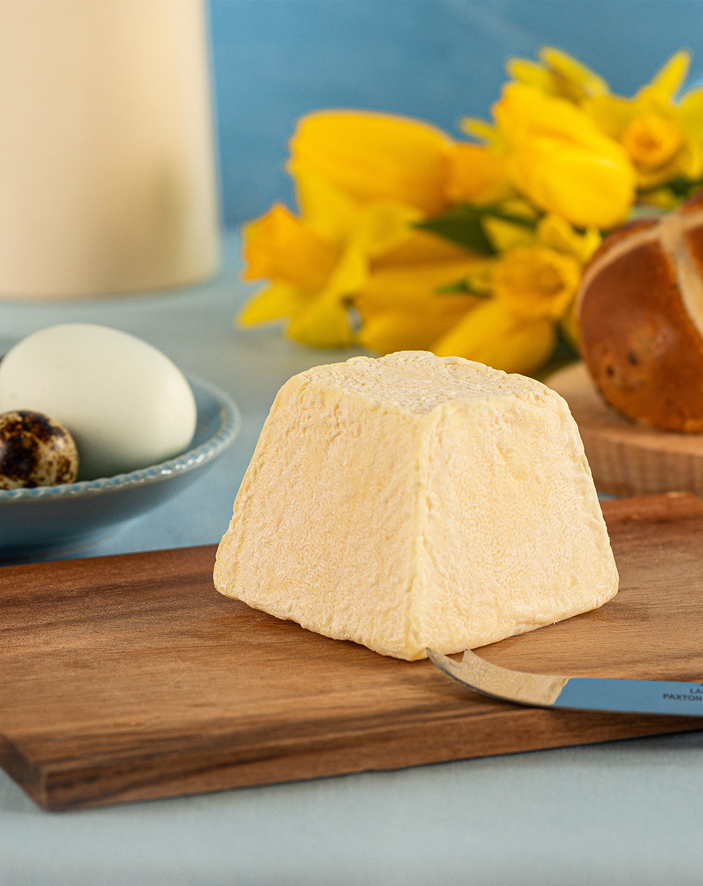 British soft goat's cheese in pyramid shape norton and yarrow cheesemakers 