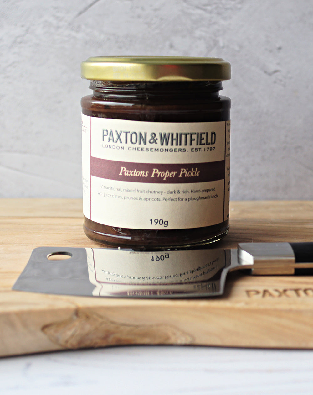 Rich and Tangy Paxton’s Proper Pickle Chutney for cheese