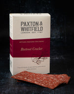 Paxton & Whitfield Beetroot Cracker packaging on a dark background